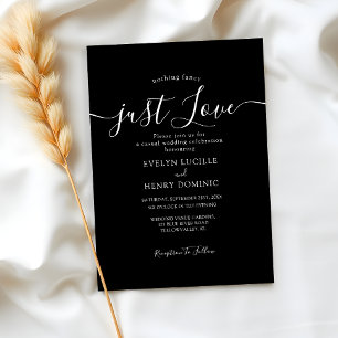 Nothing Fancy Just Love Black and White Wedding Invitation