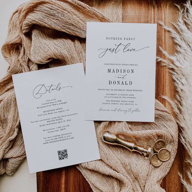 nothing fancy just love black and white wedding invitation (Creator Uploaded)