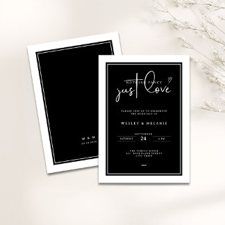 Nothing Fancy Just Love Black Elegant Wedding Invitation