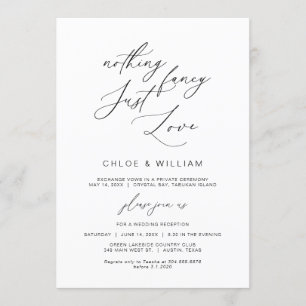 Nothing Fancy Just Love, Black, Wedding Elopement Invitation