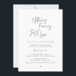Nothing Fancy Just Love, Black, Wedding Elopement  Invitation<br><div class="desc">Beautiful Modern Beautiful Casual Minimal,  Black Script font,  Wedding Elopement Announcement,  Invitation card (Nothing Fancy Just Love). This is perfect for your wedding reception and post-wedding celebration party. Add your details in matching font / lettering.
#TeeshaDerrick</div>