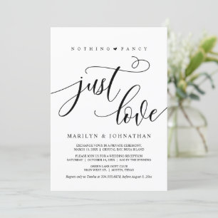 Nothing Fancy, Just Love, Black, Wedding Elopement Invitation