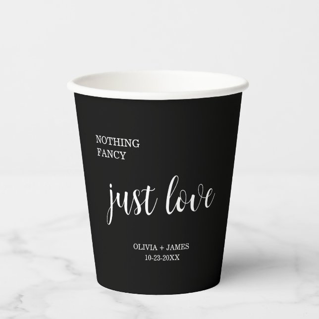 Nothing Fancy Just Love Black Wedding   Paper Cups (Front)