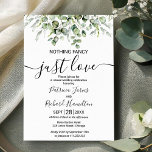 Nothing Fancy Just Love Budget Wedding Invitation<br><div class="desc">Prepare to be enchanted by our stunning greenery wedding suite! Adorned with delicate illustrations of eucalyptus leaves and paired with bold, elegant calligraphy, this suite is the perfect touch for your magical garden-themed wedding. If you need any additional items or have a special request, just reach out via chat—I’m here...</div>