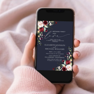 Nothing Fancy Just Love Burgundy Blush Blue Photo Invitation