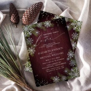 Nothing Fancy Just Love Burgundy Wood Casual Invitation