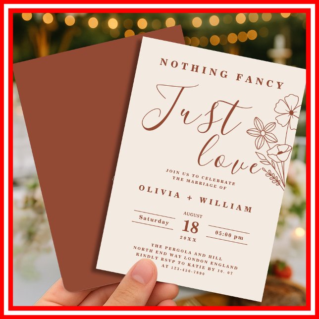 Nothing Fancy Just Love Burnt Orange Boho Wedding Invitation (Creator Uploaded)