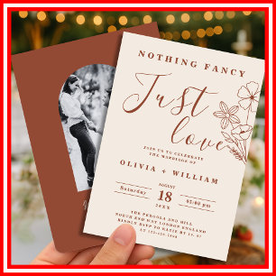 Nothing Fancy Just Love Burnt Orange Boho Wedding Invitation