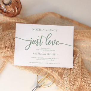 Nothing Fancy Just Love Casual Sage Wedding Invite