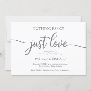 Nothing Fancy Just Love Casual Wedding Dark Grey Invitation