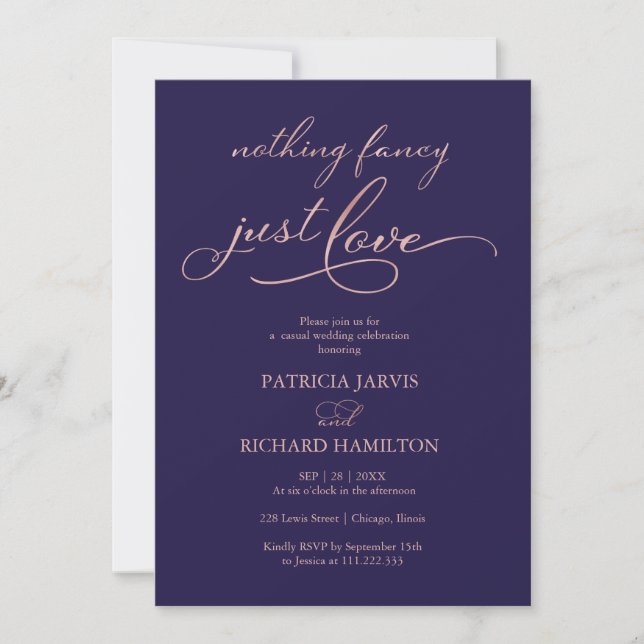 Nothing Fancy Just Love Casual Wedding Invitation (Front)