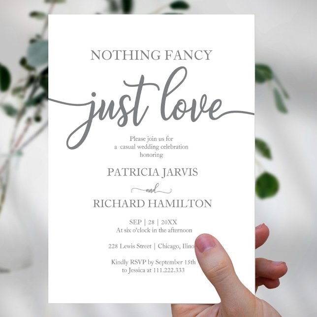 Nothing Fancy Just Love Casual Wedding Invitation (Creator Uploaded)