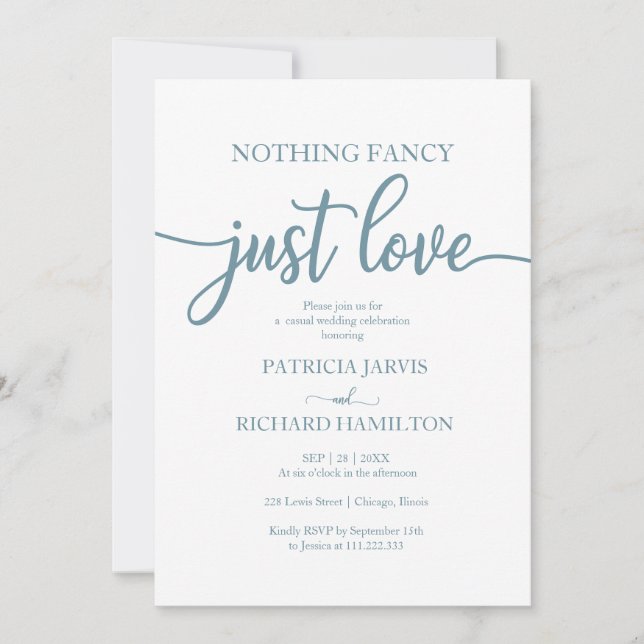 Nothing Fancy Just Love Casual Wedding Invitation (Front)