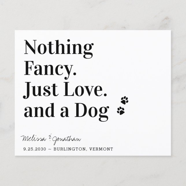 Nothing Fancy Just Love Dog Save The Date QR Code (Front)