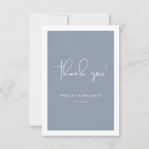 Nothing Fancy Just Love Dusty Blue Elegant Wedding Thank You Card