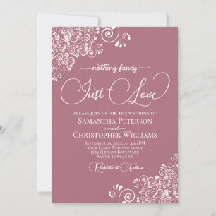 Nothing Fancy Just Love Dusty Rose Frilly Wedding Invitation