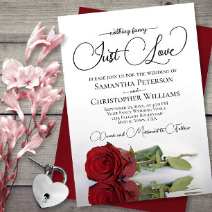 Nothing Fancy Just Love Elegant Red Rose Wedding Invitation