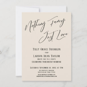 Nothing Fancy, Just Love Elegant Typography Cream Invitation