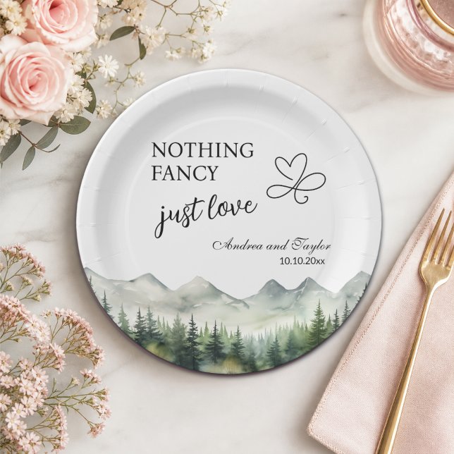 Nothing Fancy Just Love Elegant Wedding Paper Plate (Creator Uploaded)
