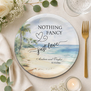 Nothing Fancy Just Love Elegant Wedding Paper Plate