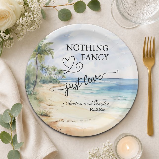 Nothing Fancy Just Love Elegant Wedding Paper Plate (Creator Uploaded)
