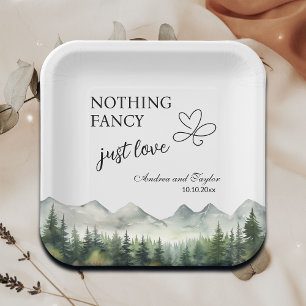 Nothing Fancy Just Love Elegant Wedding Paper Plate