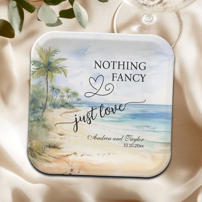 Nothing Fancy Just Love Elegant Wedding Paper Plate (Creator Uploaded)