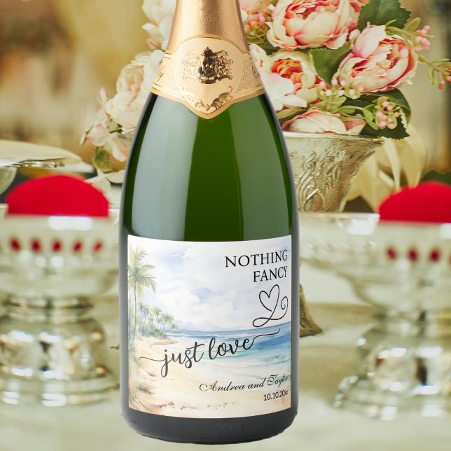 Nothing Fancy Just Love Elegant Wedding Sparkling Wine Label (Creator Uploaded)