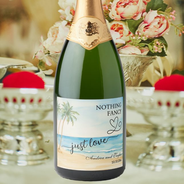 Nothing Fancy Just Love Elegant Wedding Sparkling Wine Label (Creator Uploaded)