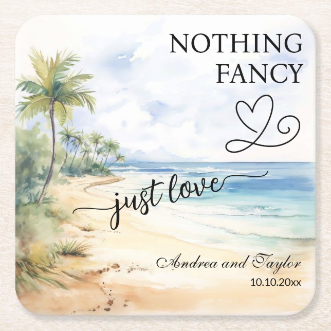 Nothing Fancy Just Love Elegant Wedding Square Paper Coaster (Front)