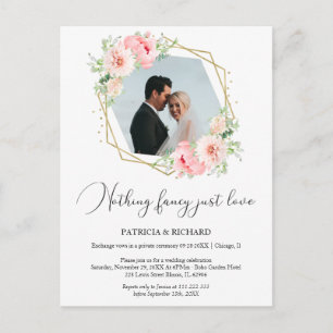 Nothing Fancy Just Love Eloped Wedding Reception Postcard
