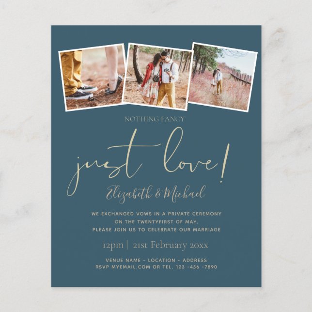Nothing Fancy Just Love Elopement Announcement (Front)