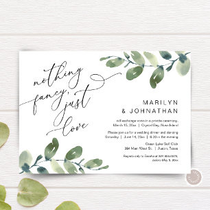 Nothing Fancy, Just Love Elopement Dinner Greenery Invitation