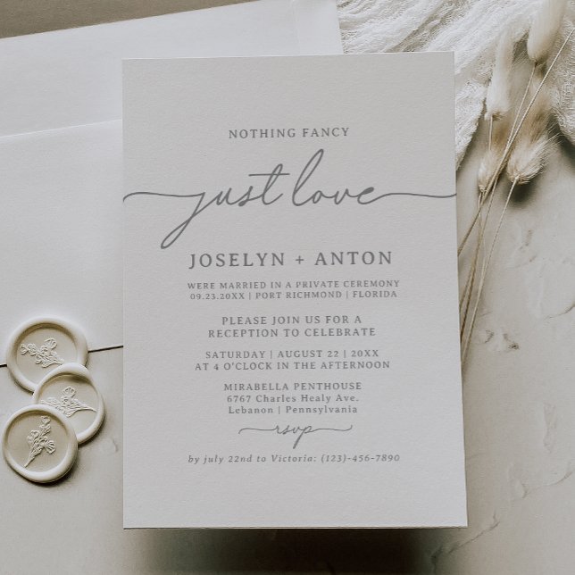 Nothing Fancy Just Love Elopement Reception Invitation (Creator Uploaded)