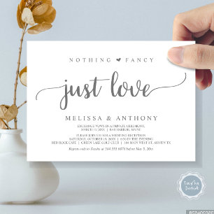 Nothing Fancy Just Love, Elopement, Rustic Wedding Invitation