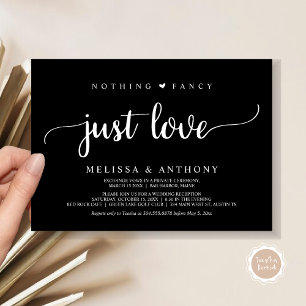 Nothing Fancy Just Love, Elopement, Rustic Wedding Invitation
