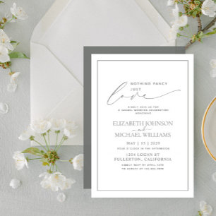 Nothing Fancy Just Love Eucalyptus Casual Wedding Invitation
