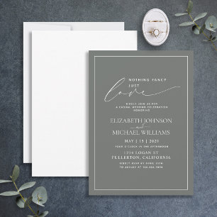 Nothing Fancy Just Love Eucalyptus Casual Wedding Invitation
