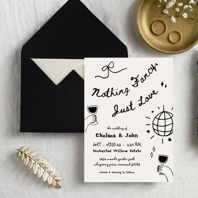 Nothing Fancy Just Love French Handwritten Wedding Invitation (Creator Uploaded)