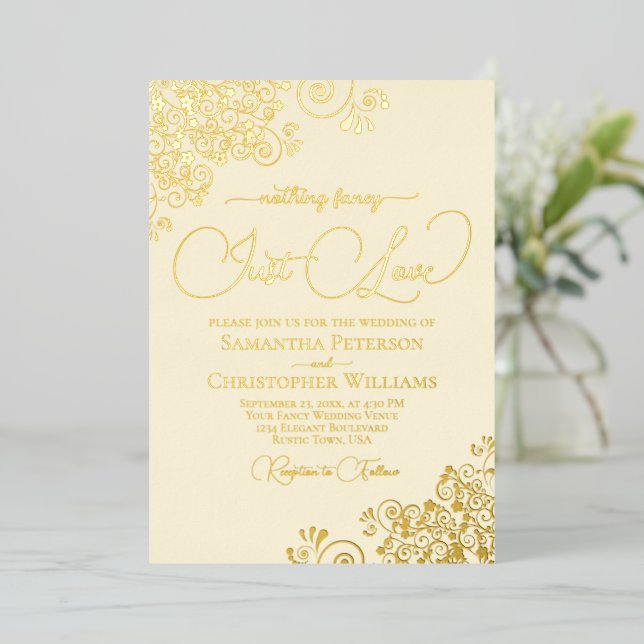 Nothing Fancy Just Love Gold & Cream Wedding (Standing Front)