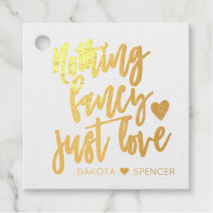 Nothing Fancy Just Love   Gold Heart Micro Wedding Favour Tags