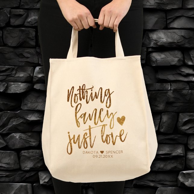 Nothing Fancy Just Love | Gold Heart Micro Wedding Tote Bag (Creator Uploaded)