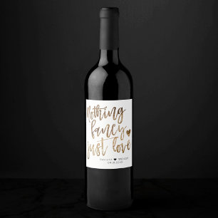 Nothing Fancy Just Love Gold Heart Micro Wedding Wine Label