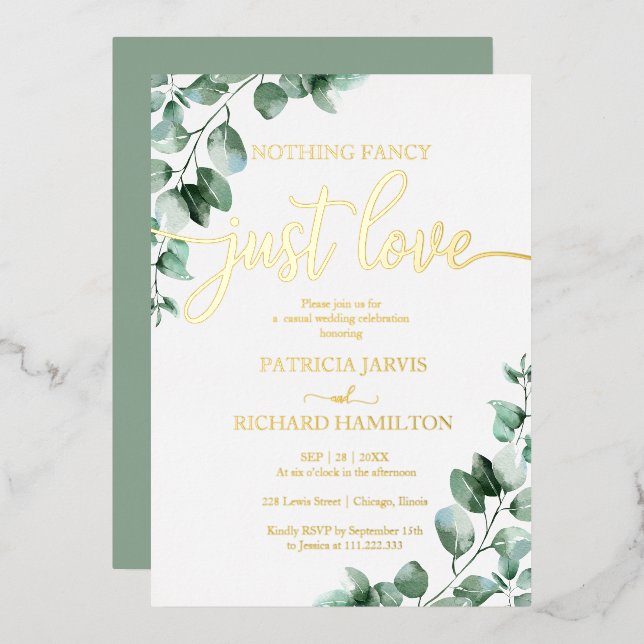 Nothing Fancy Just Love Greenery Wedding (Front/Back)