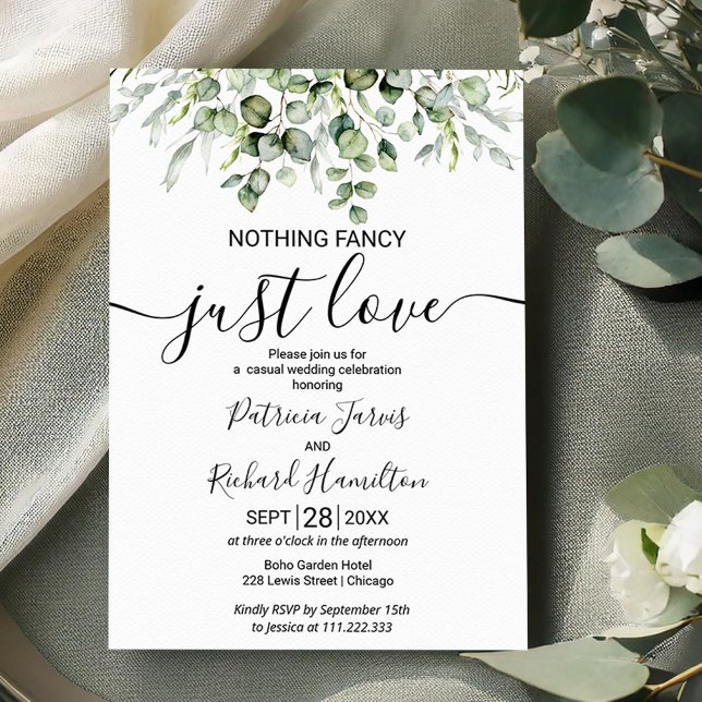 Nothing Fancy Just Love Greenery Wedding Invitation (Creator Uploaded)