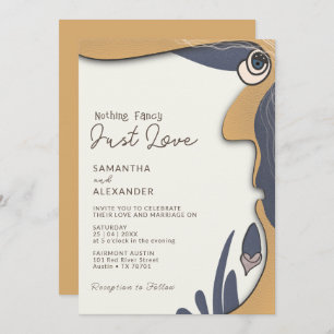 Nothing Fancy Just Love Groovy 70s Vibes Wedding Invitation