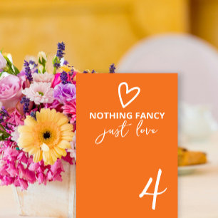 Nothing Fancy Just Love Groovy Retro 70s Wedding Table Number
