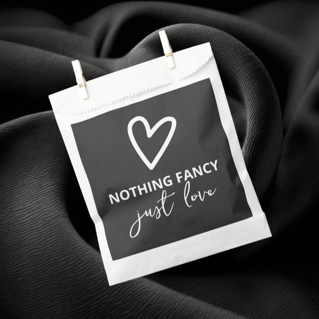 Nothing Fancy Just Love Heart Pattern Wedding Favour Bag (Nothing Fancy Just Love Heart Pattern Wedding Favor Bags from Ricaso. Dark grey & white)