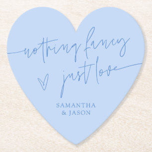 Nothing Fancy Just Love Icy Blue Wedding Paper Coaster
