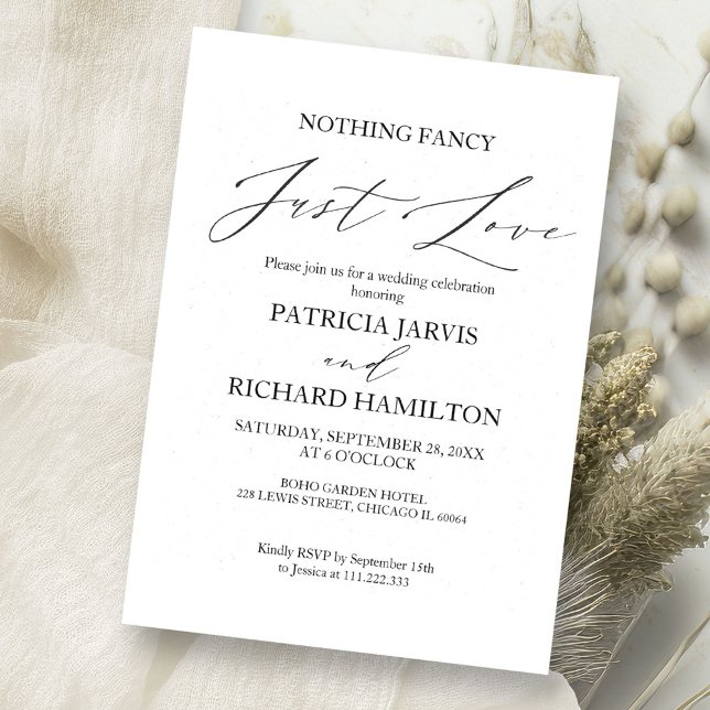 Nothing Fancy Just Love Intimate Wedding Invitation (Creator Uploaded)